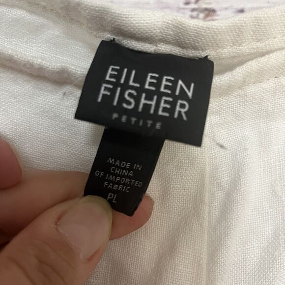 Eileen Fisher Women's Linen Wide-Leg Pants, Size Petite L, Cropped Lagenlook Zip - Picture 3 of 7